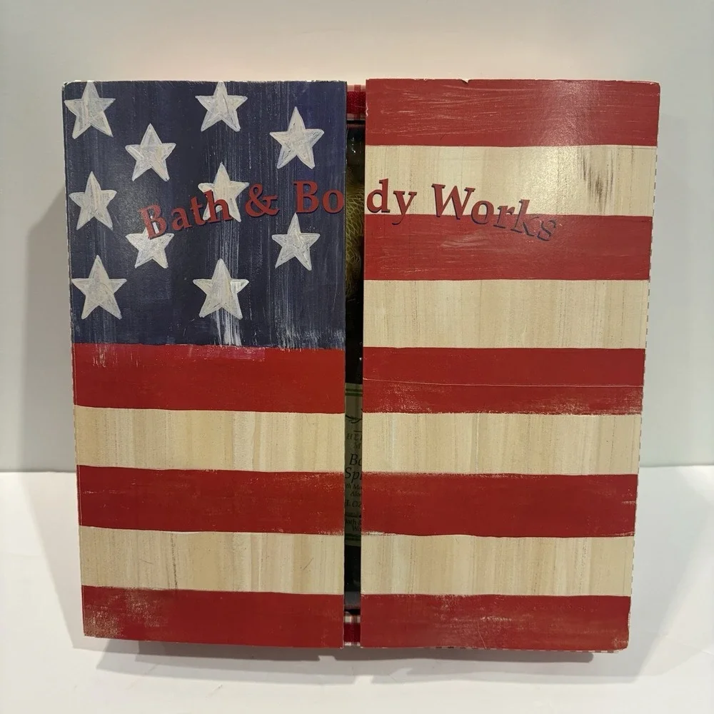 Vtg Bath & Body Works Herbal Mist 5pc Gift Set American Flag Box Gel Mist Lotion